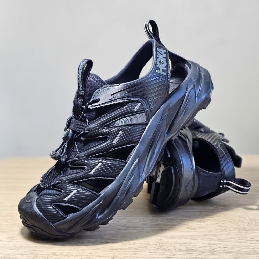 Hoka Hopara Hiking Shoes Sandals Women's 10.5 Black Grey All-Terrain New 1106534